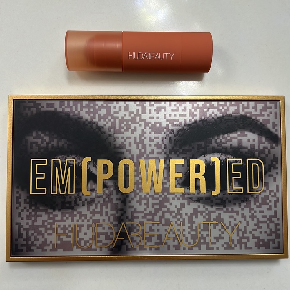 NEW Huda x2 : Empowered Eyeshadow Palette and Cheeky Tint. Cream Blush Stick